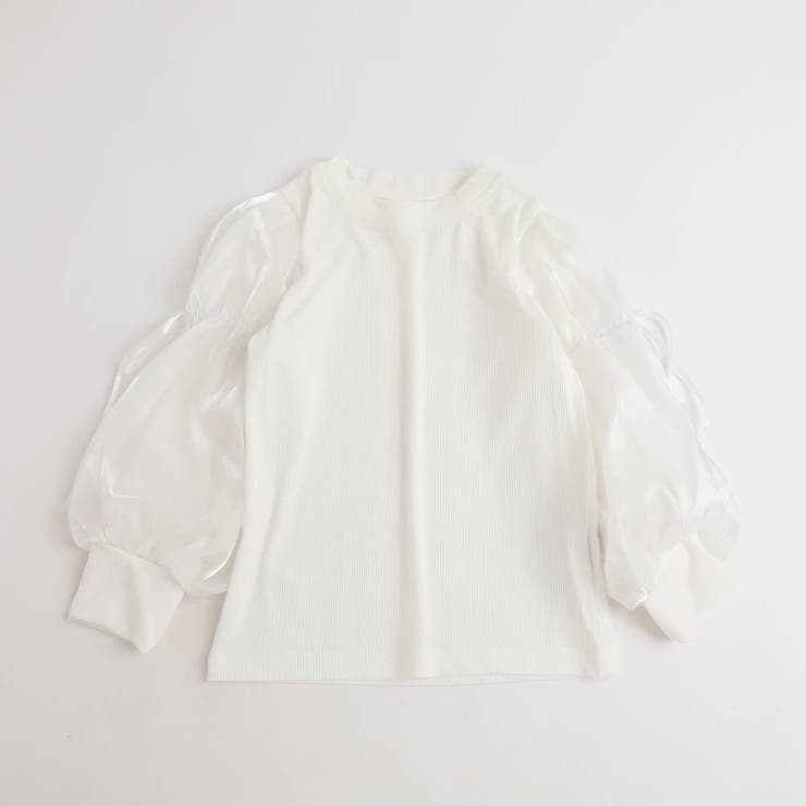 シアーパフスリーブリボンリブトップス | URBAN CHERRY | 詳細画像4 