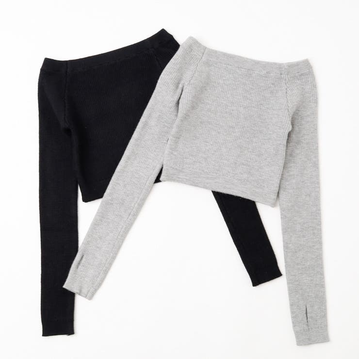 フィンガーホール付きクロップドリブニットトップス | URBAN CHERRY | 詳細画像2 