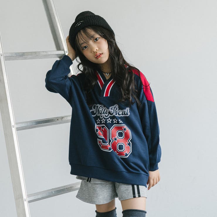 【U.TRACK/ユードットトラック】オーバーサイズVネックロゴトップス | URBAN CHERRY | 詳細画像9 