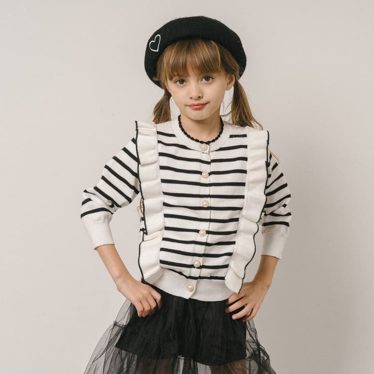 ショルダーフリルボーダーニットカーディガン | URBAN CHERRY | 詳細画像9 