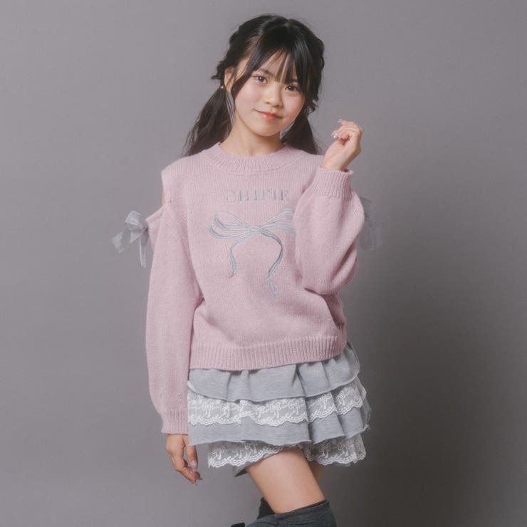 【CHIPIE/シピ】カットショルダーリボン刺繍ニット | URBAN CHERRY | 詳細画像13 