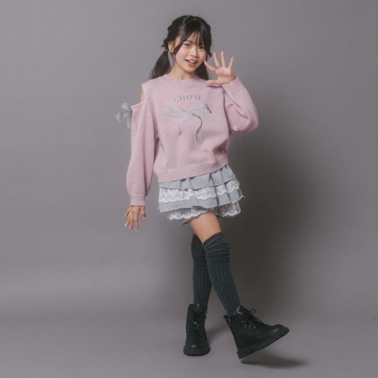 【CHIPIE/シピ】カットショルダーリボン刺繍ニット | URBAN CHERRY | 詳細画像14 