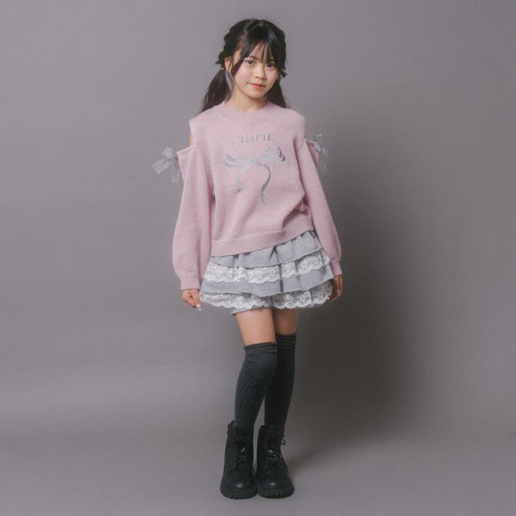 【CHIPIE/シピ】カットショルダーリボン刺繍ニット | URBAN CHERRY | 詳細画像15 