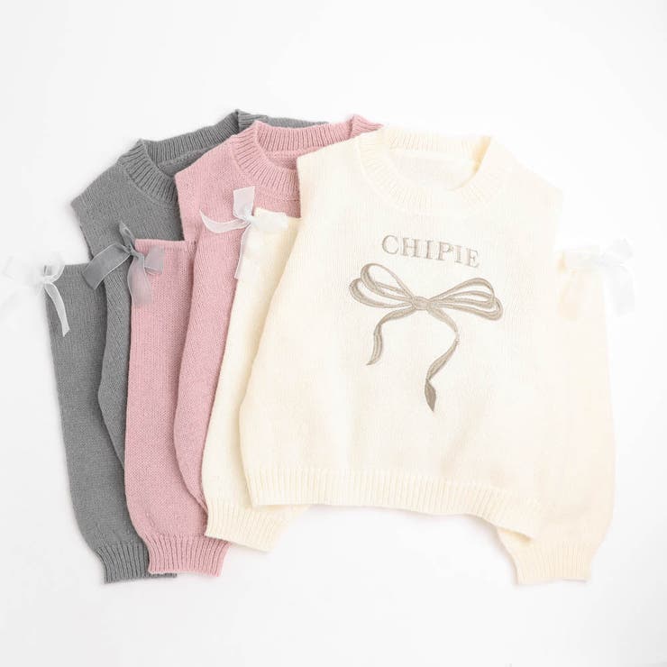 【CHIPIE/シピ】カットショルダーリボン刺繍ニット | URBAN CHERRY | 詳細画像3 
