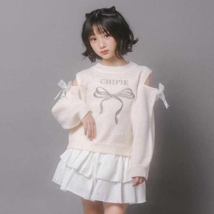 【CHIPIE/シピ】カットショルダーリボン刺繍ニット | URBAN CHERRY | 詳細画像4 