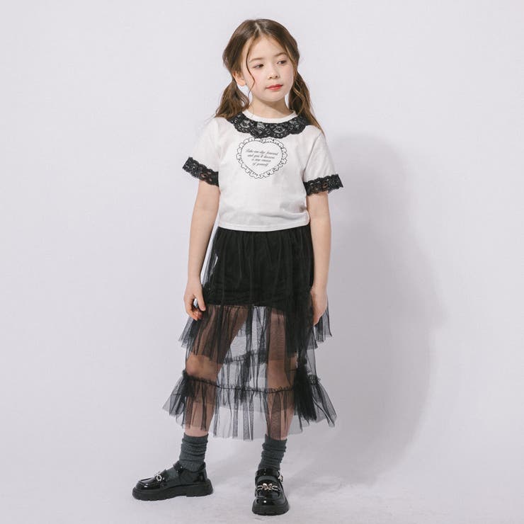 【綿100％/吸水速乾】レースフリルフレンチハートプリントクロップドTシャツ | URBAN CHERRY | 詳細画像26 