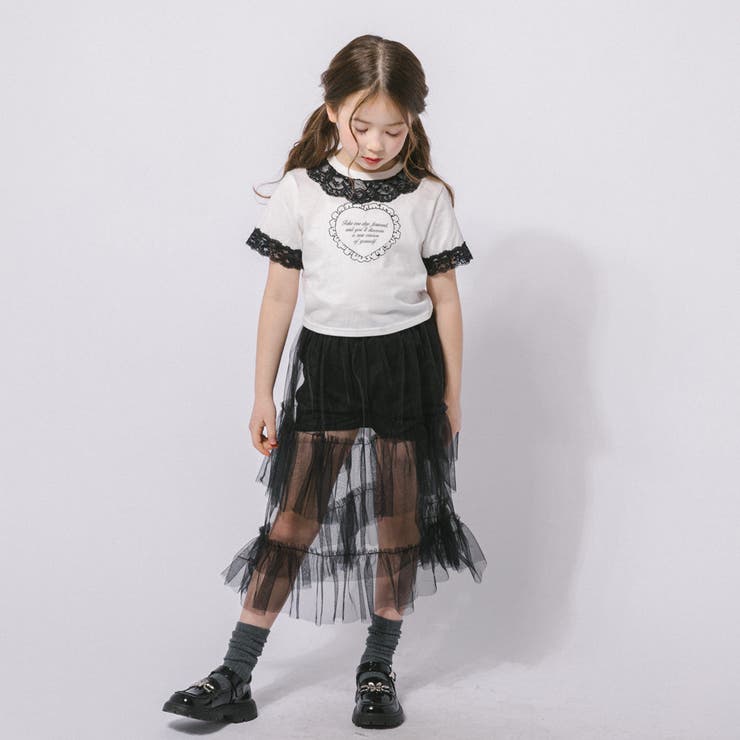 【綿100％/吸水速乾】レースフリルフレンチハートプリントクロップドTシャツ | URBAN CHERRY | 詳細画像27 