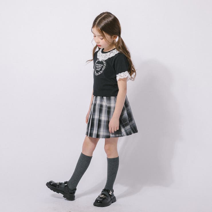 【綿100％/吸水速乾】レースフリルフレンチハートプリントクロップドTシャツ | URBAN CHERRY | 詳細画像32 