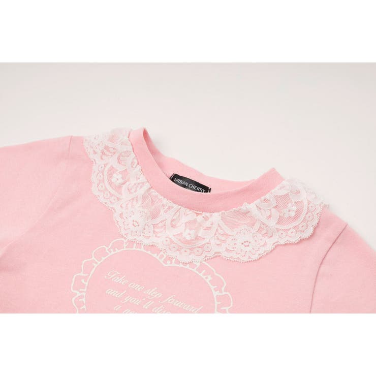 【綿100％/吸水速乾】レースフリルフレンチハートプリントクロップドTシャツ | URBAN CHERRY | 詳細画像41 