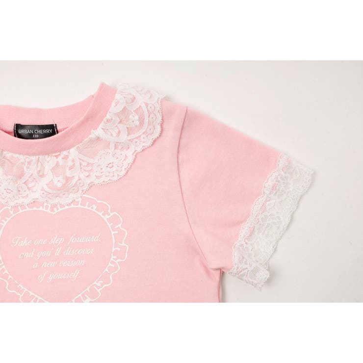 【綿100％/吸水速乾】レースフリルフレンチハートプリントクロップドTシャツ | URBAN CHERRY | 詳細画像44 