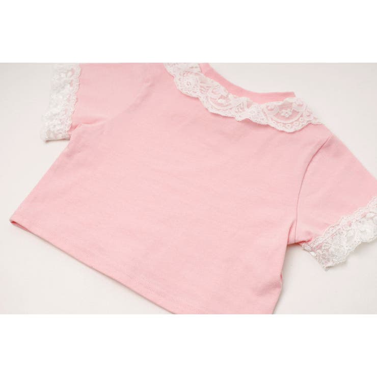 【綿100％/吸水速乾】レースフリルフレンチハートプリントクロップドTシャツ | URBAN CHERRY | 詳細画像46 