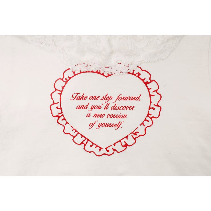 【綿100％/吸水速乾】レースフリルフレンチハートプリントクロップドTシャツ | URBAN CHERRY | 詳細画像47 