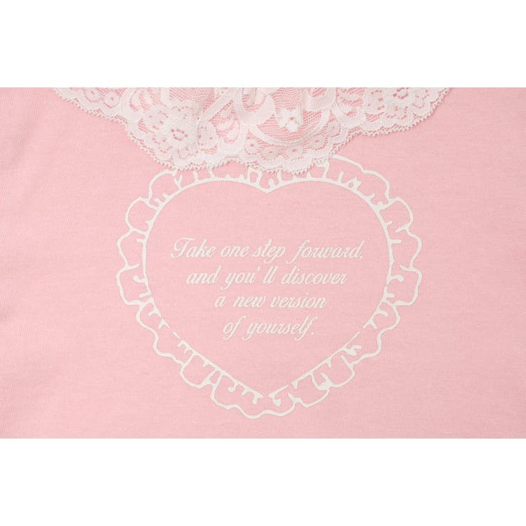 【綿100％/吸水速乾】レースフリルフレンチハートプリントクロップドTシャツ | URBAN CHERRY | 詳細画像48 