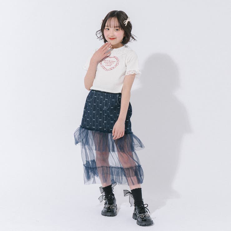 【綿100％/吸水速乾】レースフリルフレンチハートプリントクロップドTシャツ | URBAN CHERRY | 詳細画像56 