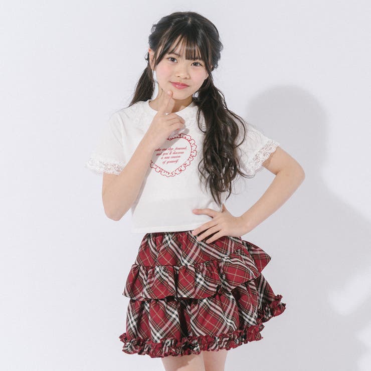 【綿100％/吸水速乾】レースフリルフレンチハートプリントクロップドTシャツ | URBAN CHERRY | 詳細画像58 