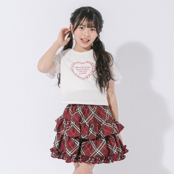 【綿100％/吸水速乾】レースフリルフレンチハートプリントクロップドTシャツ | URBAN CHERRY | 詳細画像59 