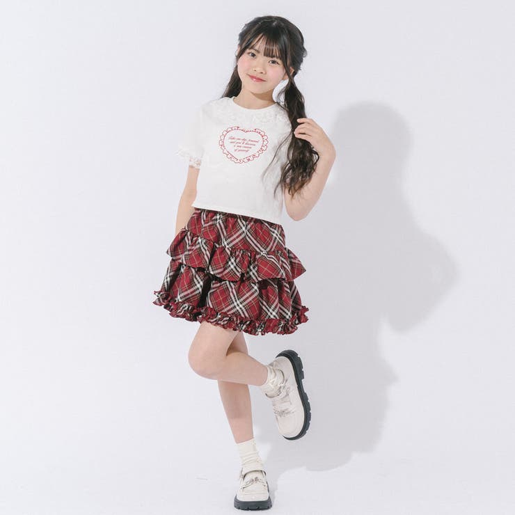 【綿100％/吸水速乾】レースフリルフレンチハートプリントクロップドTシャツ | URBAN CHERRY | 詳細画像60 