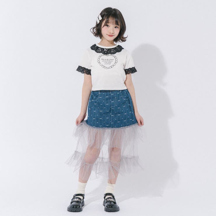 【綿100％/吸水速乾】レースフリルフレンチハートプリントクロップドTシャツ | URBAN CHERRY | 詳細画像63 