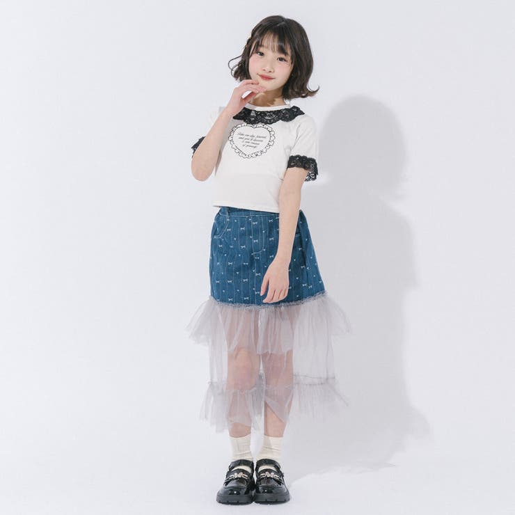 【綿100％/吸水速乾】レースフリルフレンチハートプリントクロップドTシャツ | URBAN CHERRY | 詳細画像64 