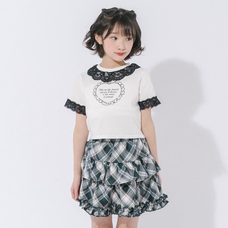 【綿100％/吸水速乾】レースフリルフレンチハートプリントクロップドTシャツ | URBAN CHERRY | 詳細画像65 