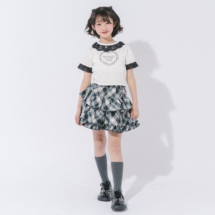 【綿100％/吸水速乾】レースフリルフレンチハートプリントクロップドTシャツ | URBAN CHERRY | 詳細画像67 