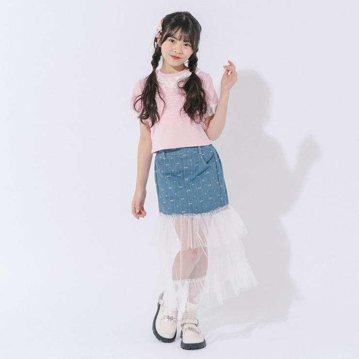 【綿100％/吸水速乾】レースフリルフレンチハートプリントクロップドTシャツ | URBAN CHERRY | 詳細画像70 