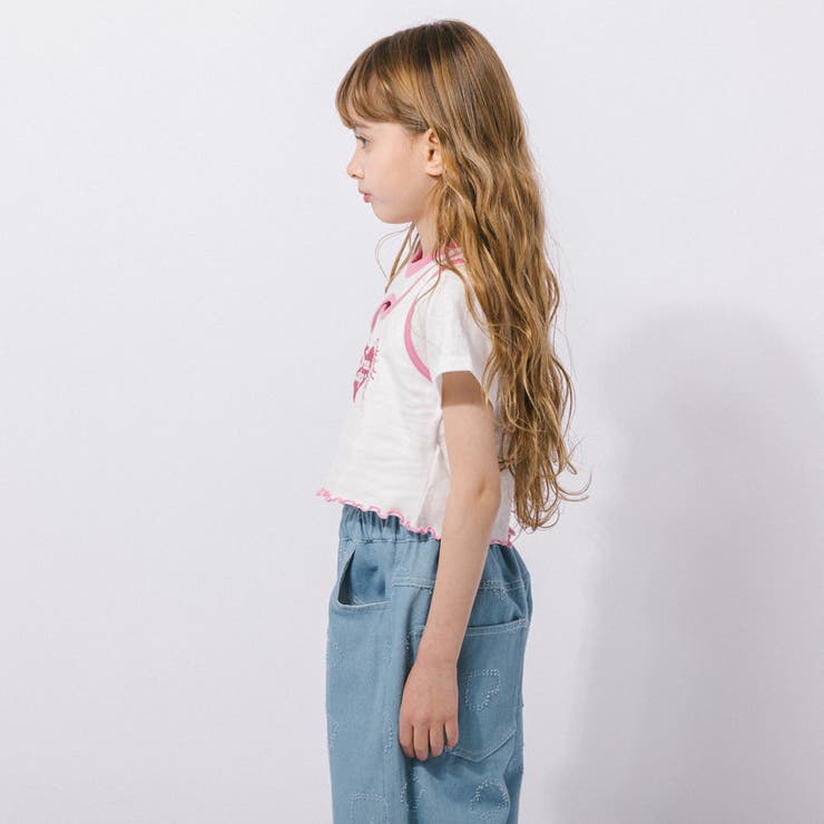 【綿100％/吸水速乾】ハートエンジェルラメプリントカットクロップドTシャツ | URBAN CHERRY | 詳細画像10 