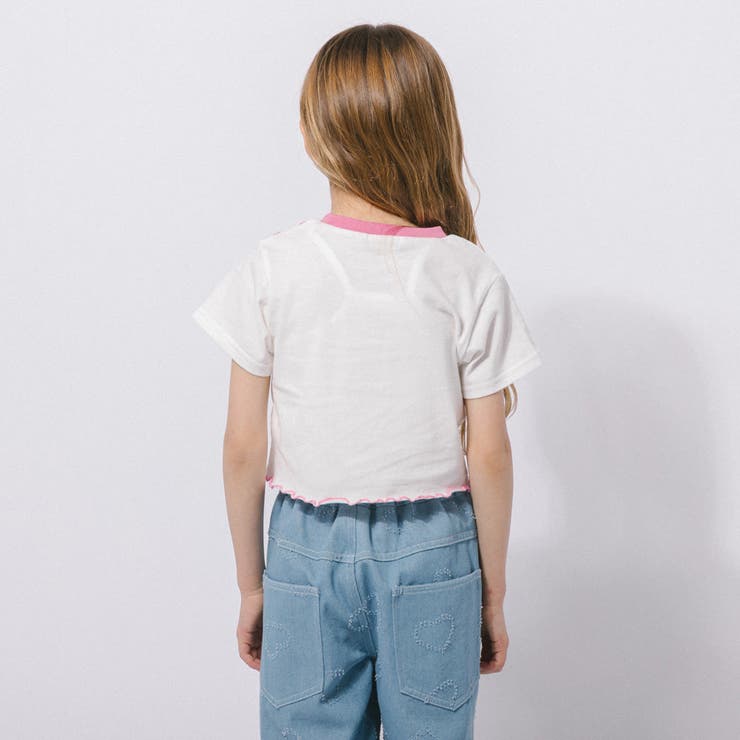 【綿100％/吸水速乾】ハートエンジェルラメプリントカットクロップドTシャツ | URBAN CHERRY | 詳細画像11 