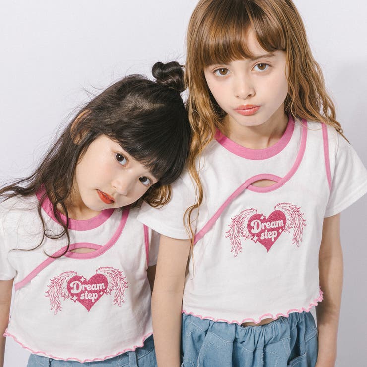 【綿100％/吸水速乾】ハートエンジェルラメプリントカットクロップドTシャツ | URBAN CHERRY | 詳細画像15 