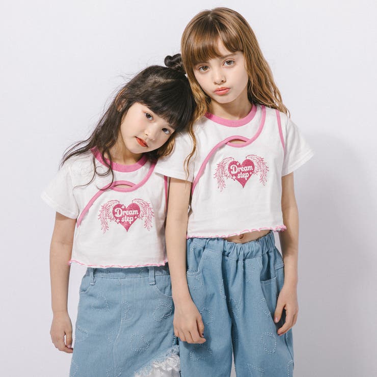 【綿100％/吸水速乾】ハートエンジェルラメプリントカットクロップドTシャツ | URBAN CHERRY | 詳細画像16 