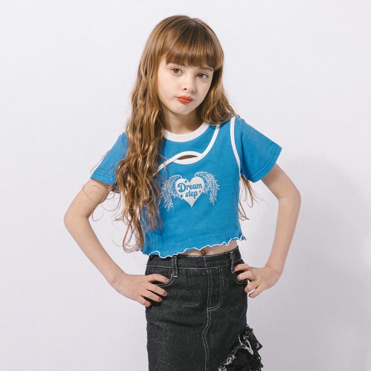 【綿100％/吸水速乾】ハートエンジェルラメプリントカットクロップドTシャツ | URBAN CHERRY | 詳細画像17 