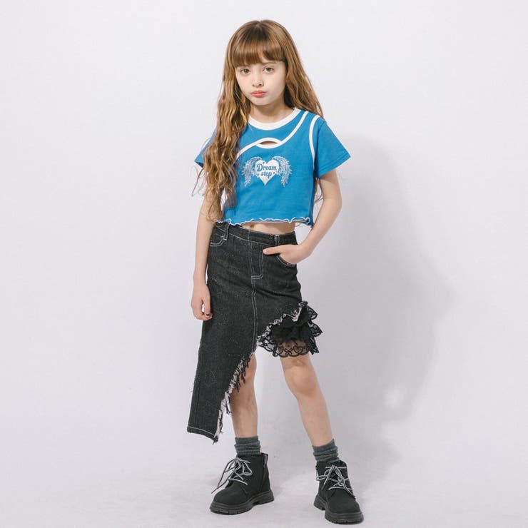 【綿100％/吸水速乾】ハートエンジェルラメプリントカットクロップドTシャツ | URBAN CHERRY | 詳細画像18 