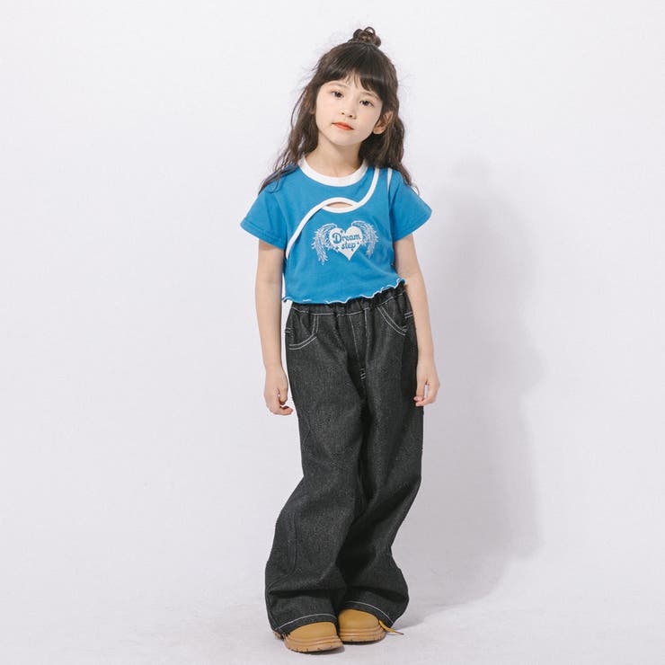 【綿100％/吸水速乾】ハートエンジェルラメプリントカットクロップドTシャツ | URBAN CHERRY | 詳細画像20 