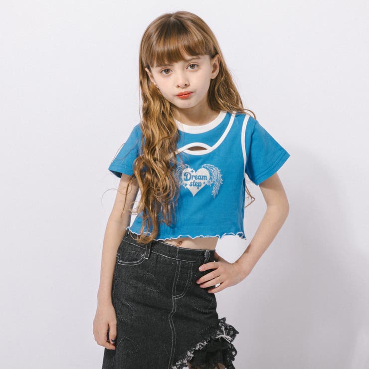 【綿100％/吸水速乾】ハートエンジェルラメプリントカットクロップドTシャツ | URBAN CHERRY | 詳細画像4 