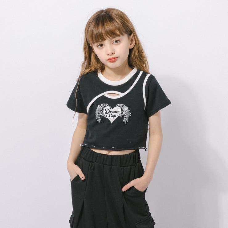 【綿100％/吸水速乾】ハートエンジェルラメプリントカットクロップドTシャツ | URBAN CHERRY | 詳細画像5 