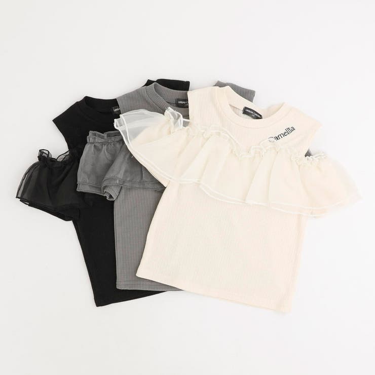 「快適さらリブ素材」カットショルダーシアーフリルリブトップス | URBAN CHERRY | 詳細画像2 