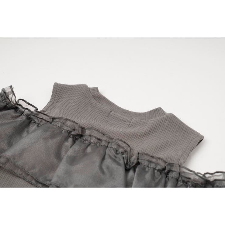 「快適さらリブ素材」カットショルダーシアーフリルリブトップス | URBAN CHERRY | 詳細画像24 