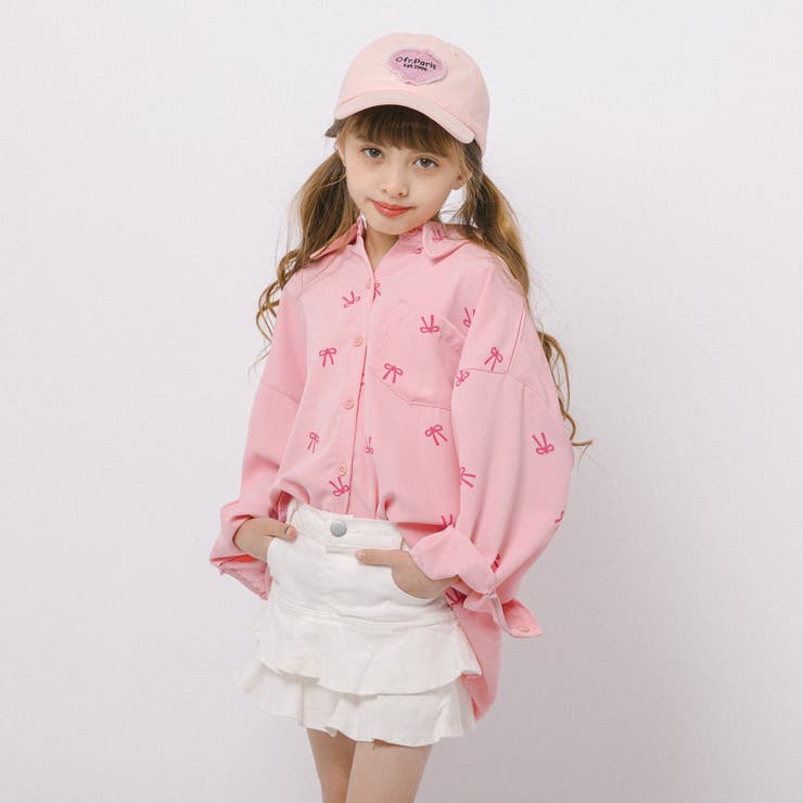 ミニリボンデザインカラーシャツ[品番：VINK0004128]｜URBAN CHERRY