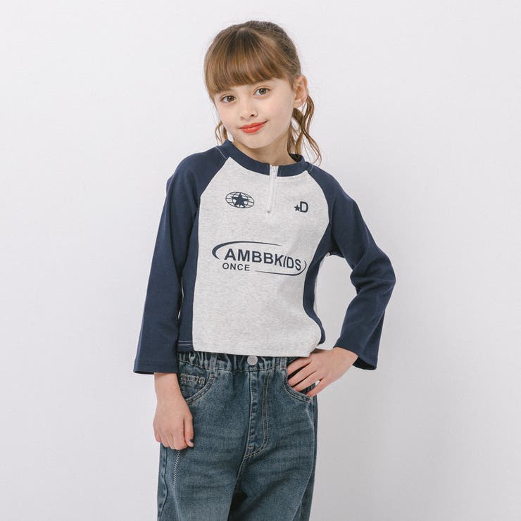 バイカラーフロントロゴプリントハーフジップトップス | URBAN CHERRY | 詳細画像7 