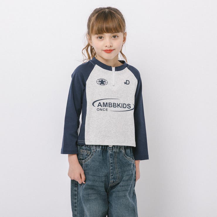 バイカラーフロントロゴプリントハーフジップトップス | URBAN CHERRY | 詳細画像8 