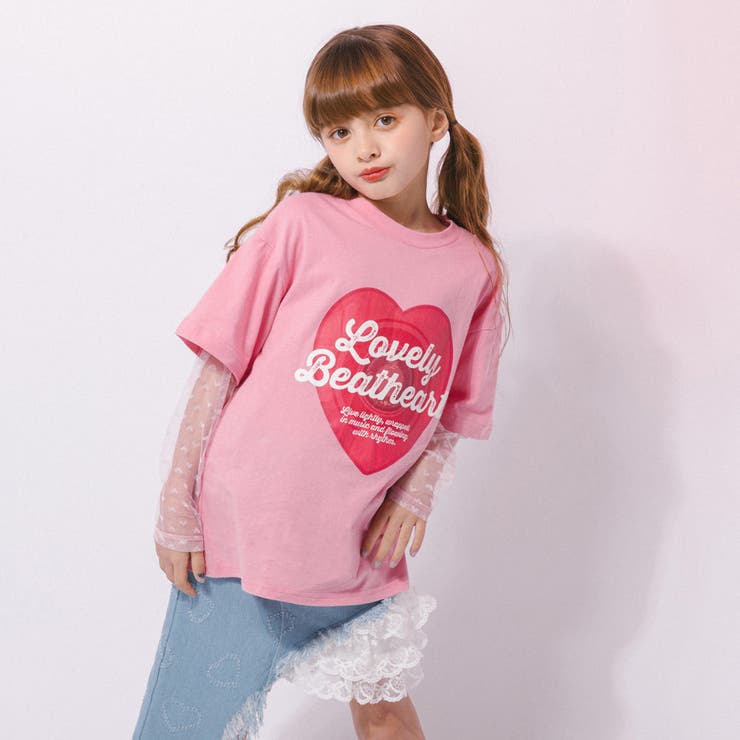 ハートレコードプリントチュールドッキングTシャツ | URBAN CHERRY | 詳細画像16 