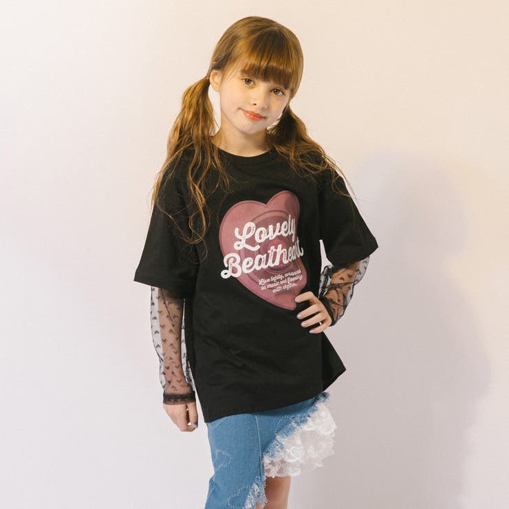 ハートレコードプリントチュールドッキングTシャツ | URBAN CHERRY | 詳細画像20 