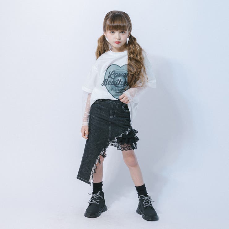 ハートレコードプリントチュールドッキングTシャツ | URBAN CHERRY | 詳細画像38 