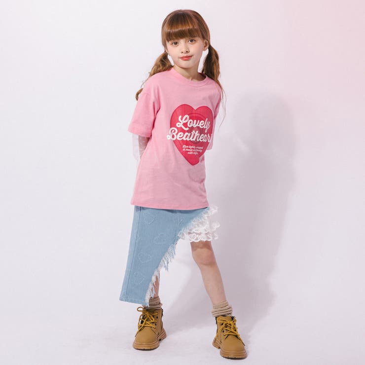 ハートレコードプリントチュールドッキングTシャツ | URBAN CHERRY | 詳細画像41 