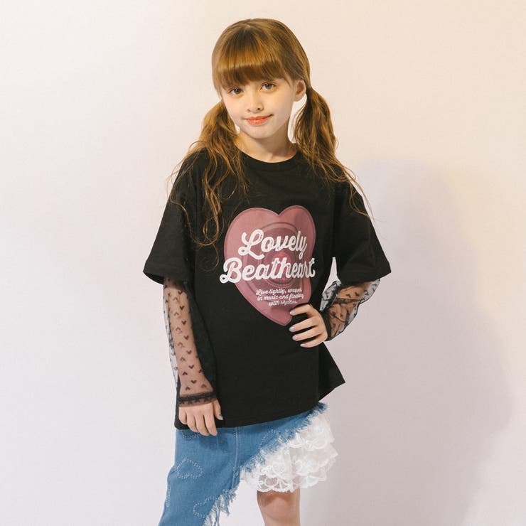 ハートレコードプリントチュールドッキングTシャツ | URBAN CHERRY | 詳細画像44 