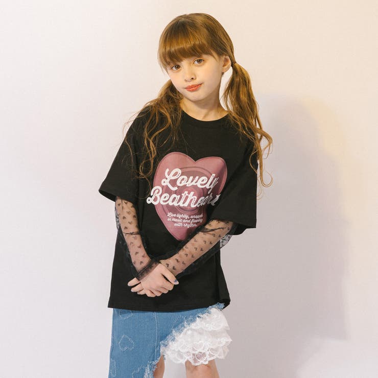 ハートレコードプリントチュールドッキングTシャツ | URBAN CHERRY | 詳細画像45 