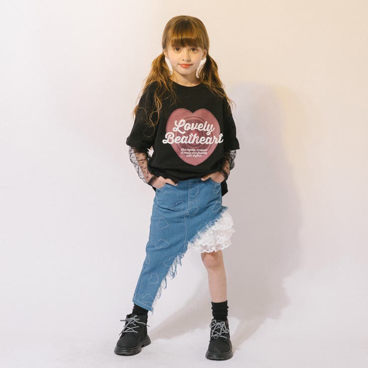 ハートレコードプリントチュールドッキングTシャツ | URBAN CHERRY | 詳細画像49 