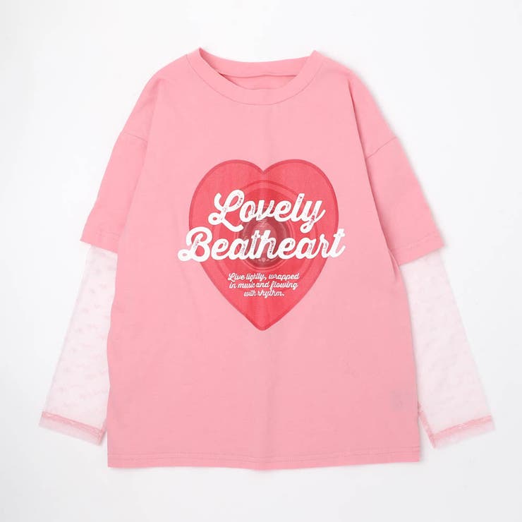 ハートレコードプリントチュールドッキングTシャツ | URBAN CHERRY | 詳細画像6 