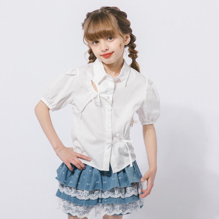 カットデザインギャザーパフスリーブクロップドブラウス | URBAN CHERRY | 詳細画像8 