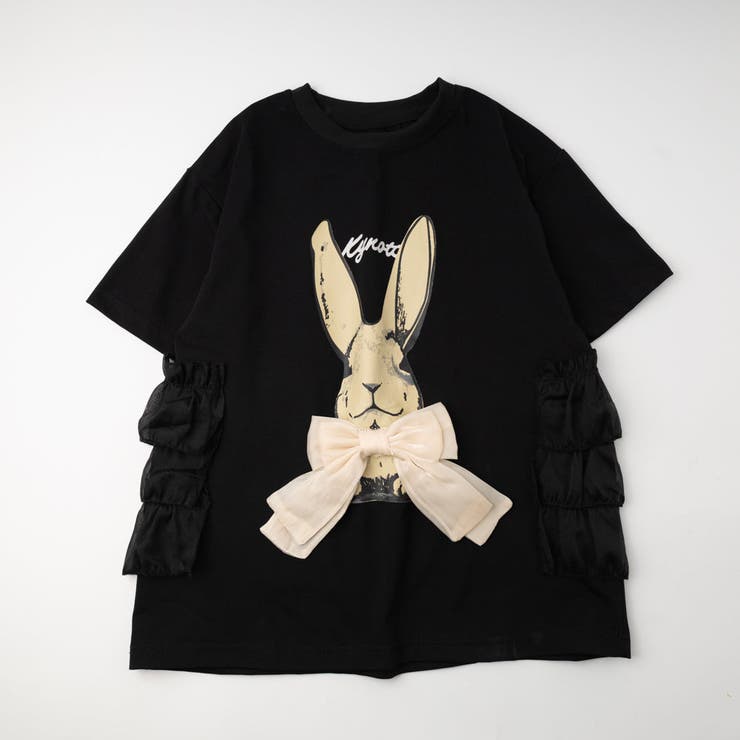 ラビットプリントオーガンジーリボンオーバーサイズTシャツ | URBAN CHERRY | 詳細画像3 